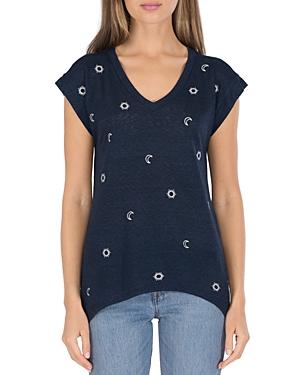 B Collection By Bobeau Embroidered Sharkbite Top