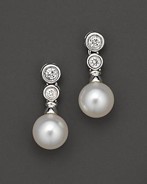 Cultured Pearl Drop Earrings With Diamonds, 7-7.5 Mm - 100% Exclusive