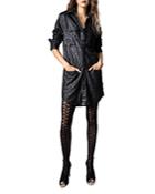 Zadig & Voltaire Crinkled Leather Shirt Dress