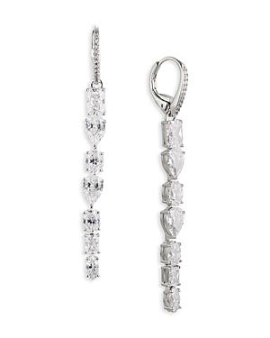 Nadri Rsvp Mixed Cubic Zirconia Linear Drop Earrings In Rhodium Plated
