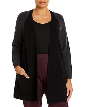 Eileen Fisher Plus Two Tone Merino Wool Raglan Cardigan