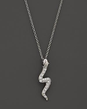 Diamond Snake Pendant Necklace In 14k White Gold, .12 Ct. T.w. - 100% Exclusive