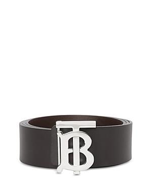 Burberry Men's Reversible Monogram Plaque Buckle Leather Belt