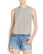 T By Alexander Wang Frayed Striped Tank