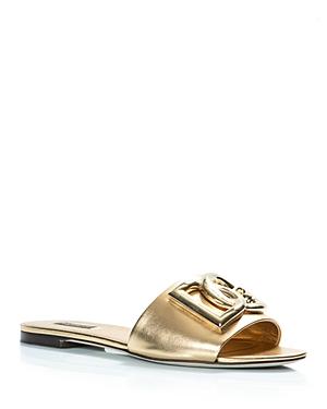 Dolce & Gabbana Women's Almond Toe Monogram Flat Slides