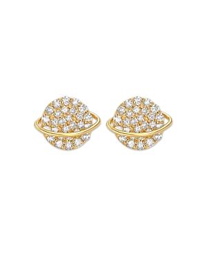 Moon & Meadow 14k Yellow Gold Diamond Saturn Stud Earrings