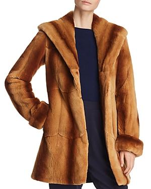 Maximilian Furs Hooded Plucked Mink Fur Coat - 100% Exclusive