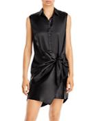 Aqua Satin Sleeveless Shirt Dress - 100% Exclusive