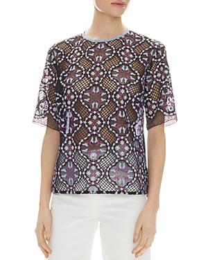 Sandro Charlotte Lace-and-stripe Top