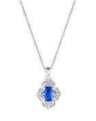 Bloomingdale's Sapphire & Diamond Art Deco Pendant Necklace In 14k White Gold, 18-20 - 100% Exclusive