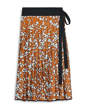 Tory Burch Printed Pleated Silk Skirt