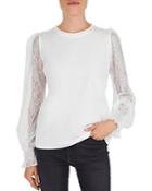 The Kooples Sheer Lace-sleeve Jersey Top