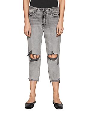 Frame Le Garcon Front Cuff Jeans In Monsoon Rips