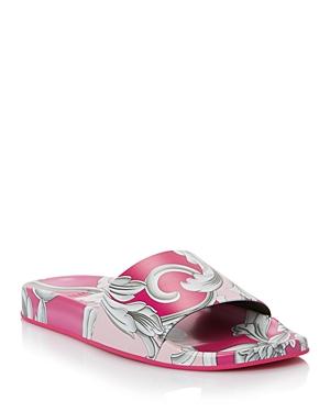 Versace Women's Printed Leather Pool Slides