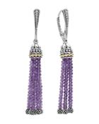 Lagos 18k Gold And Sterling Silver Caviar Amethyst Tassel Earrings