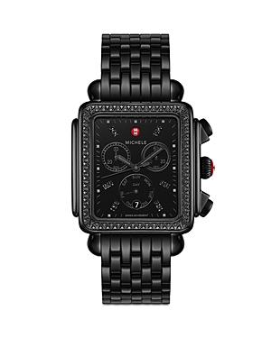 Michele Deco Xl Noir Diamond Chronograph, 35mm