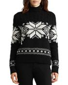 Lauren Ralph Lauren Fair Isle Print Cable Knit Turtleneck Sweater