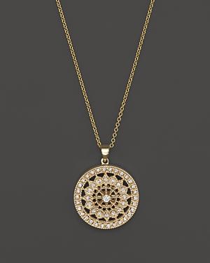 Diamond Medallion Pendant Necklace In 14k Yellow Gold, .25 Ct. T.w.