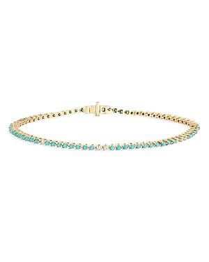 Adina Reyter 14k Yellow Gold Turquoise & Diamonds Tennis Bracelet