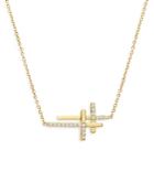 Bloomingdale's Diamond Double Cross Necklace In 14k Yellow Gold, 0.15 Ct. T.w. - 100% Exclusive