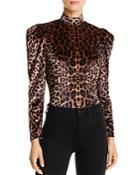 Lini Gillian Puff-sleeve Leopard Print Velvet Top - 100% Exclusive