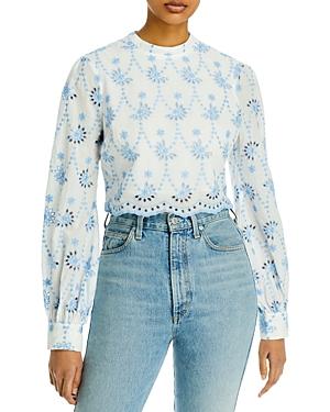 Aqua Cotton Eyelet Crop Top - 100% Exclusive