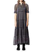 Zadig & Voltaire Rapidel Printed Embroidered-hem Maxi Dress