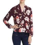 Cupcakes And Cashmere Lotus Tie Neck Floral Print Blouse