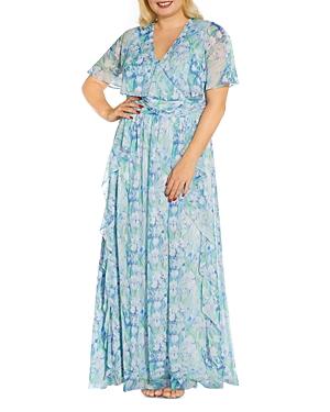 Adrianna Papell Plus Chiffon Capelet Gown