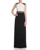 Kay Unger Two Tone Pleated Skirt Gown