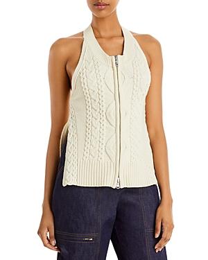 3.1 Philip Lim Zip Front Cable Knit Sleeveless Top