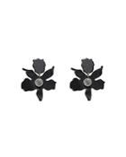 Lele Sadoughi Pave Small Black Lily Drop Earrings In 14k Gold Plate