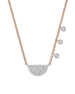 Meira T 14k White And Rose Gold Half Moon Necklace With Diamonds, 17.5