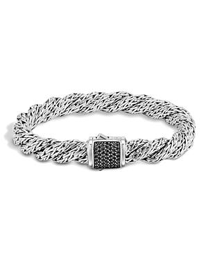 John Hardy Classic Chain Sterling Silver Lava Medium Flat Twisted Chain Bracelet With Black Sapphire