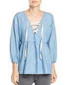 Joie Bealette Lace-up Chambray Top