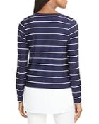 Lauren Ralph Lauren Solid Hem Stripe Jersey Top