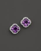 Amethyst And Diamond Stud Earrings In 14k White Gold - 100% Exclusive