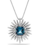 David Yurman Starburst Necklace With Diamonds And Hampton Blue Topaz In Silver