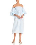 Sleeper Atlanta Off-the-shoulder Smocked Linen Dress