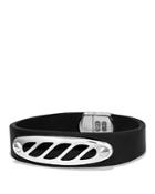 David Yurman Graphic Cable Leather Id Bracelet In Black With Black Onyx