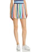 Alice + Olivia Scarlet Pleated Rainbow-stripe Shorts