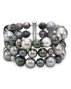 Mastoloni 18k White Gold Cultured Black Tahitian Pearl Bracelet