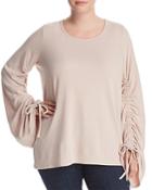 Vince Camuto Plus Brushed Jersey Lace Up-sleeve Knit Top