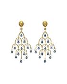 Gurhan 24k/22k/18k Yellow Gold & Platinum Blue Sapphire Chandelier Earrings