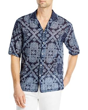 Officine Generale Eren Cotton Bandana Print Loose Fit Button Down Camp Shirt