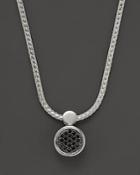John Hardy Dot Silver Lava Round Drop Pendant Necklace With Black Sapphire, 20
