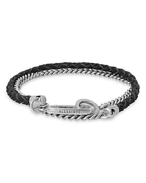 Allsaints Sterling Silver & Leather Double Bracelet