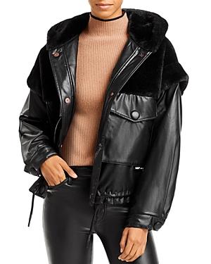 Oof Wear Faux Fur & Leather Hooded Coat
