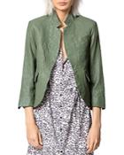 Zadig & Voltaire Open-front Crinkle-leather Blazer