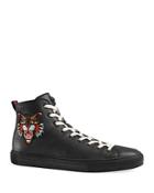 Gucci Leather High-top Sneakers With Appliques